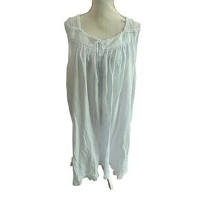 Eileen West White Lace 100% Cotton Nightgown Size XL